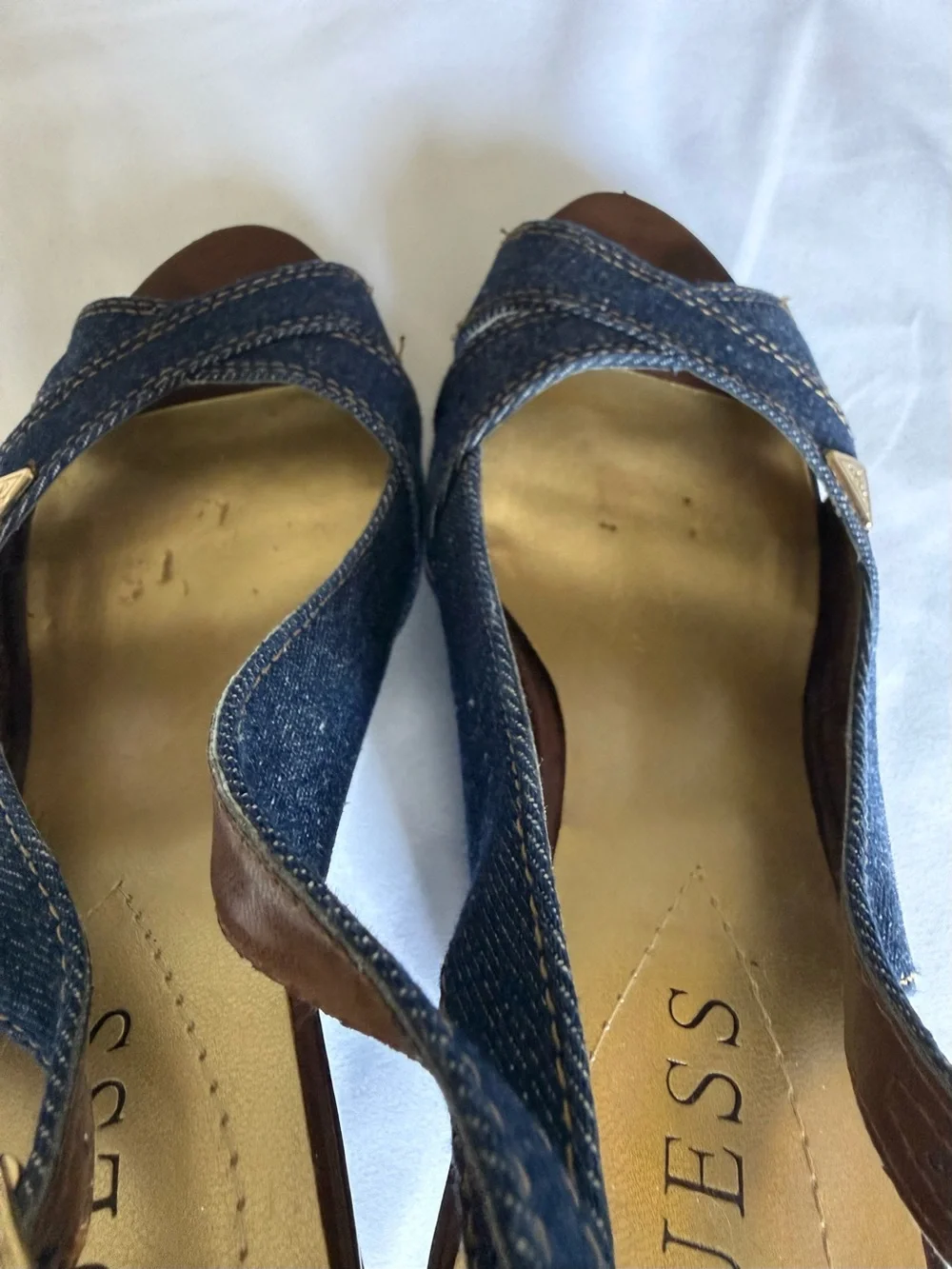 Guess Y2K Denim Wedge Slingback Wedges -